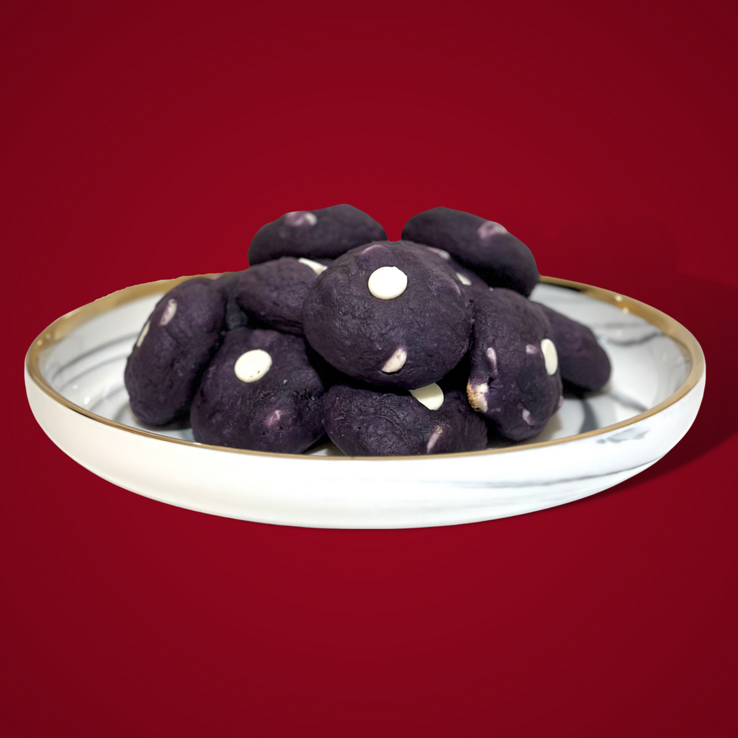 Besos con chispas de chocolate blanco Ube (caja de 12)